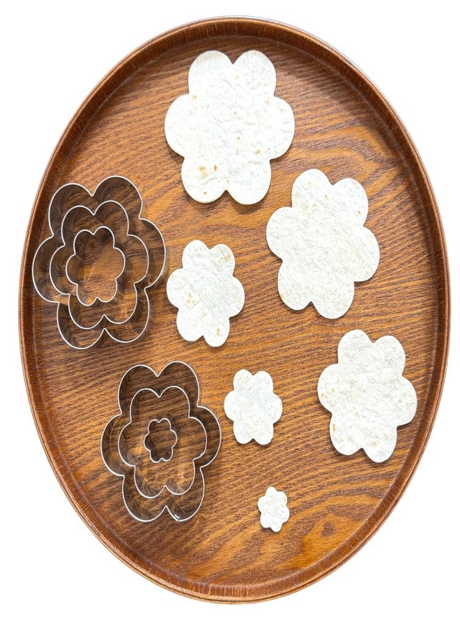 Auktosmn Six-petal Flower Cookie Cutter Set-6 Piece-4" 3.5" 3.0" 2.5" 1.8" 1"-Dishwasher Safe-Blossom Flower Fondant Cookie Cutters for Baking - Image 5