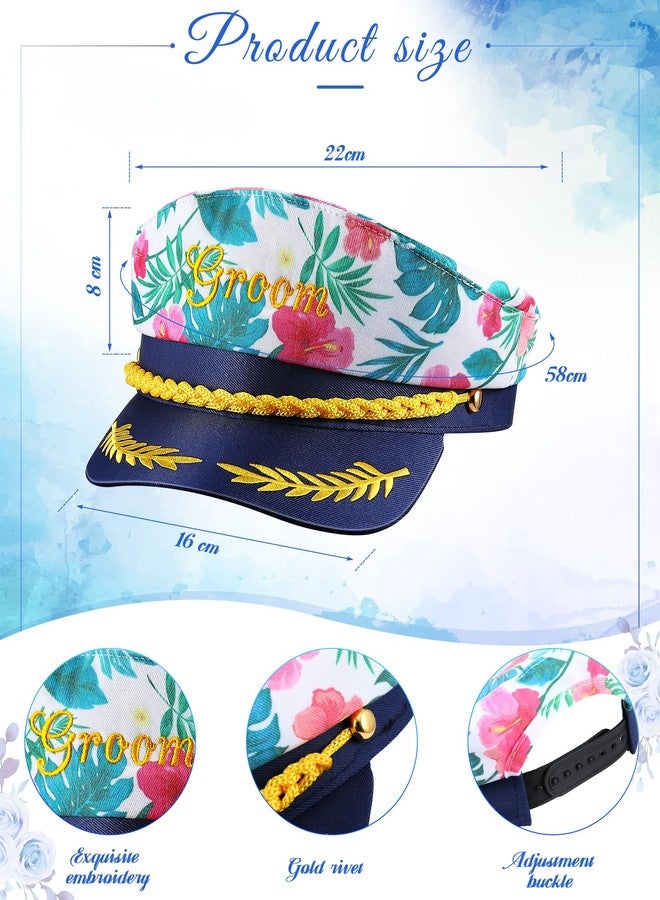 Skicuff قبعة سكيكوف مكونة من قطعتين لحفلات الزفاف، قبعة قبطان، قبعة بحار، قبعة حفلة توديع العزوبية، قبعة زهور هاواي استوائية، إكسسوارات أزياء للنساء والرجال، حفلة توديع العزوبية، حفل زفاف - Image 2