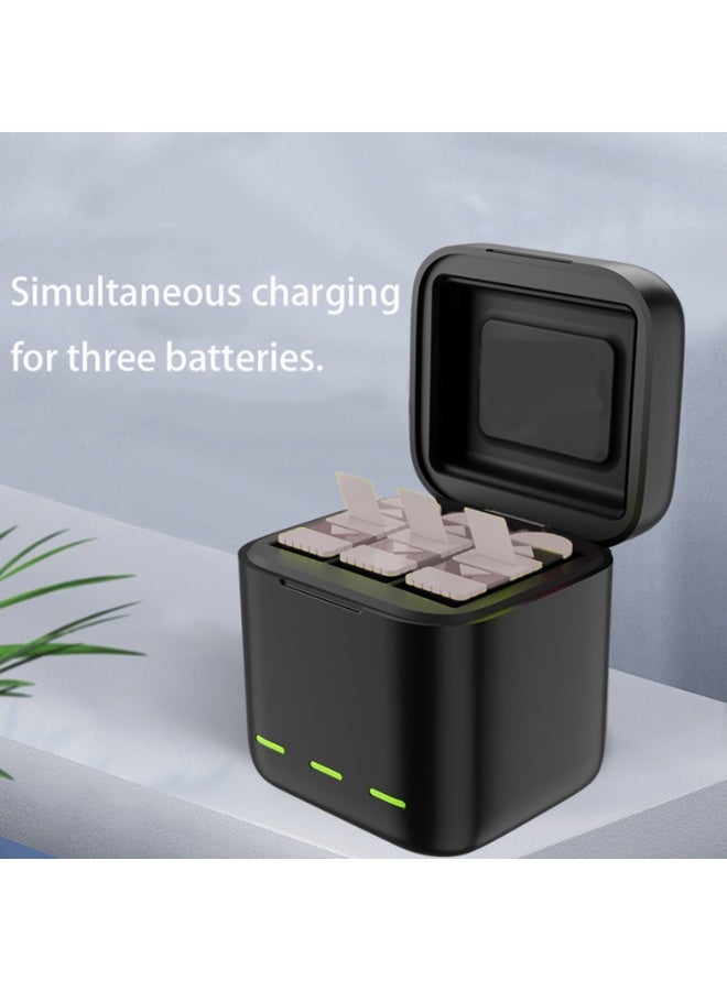 TELESIN Sports Camera Battery Storage Charger Set 1 * 3-slot Battery Charging Box + 1 * 1750mAh Batteries Fast Charging with TF Card Storage Slots Replacement for GoPro Hero 12/11/10/9 - Image 2