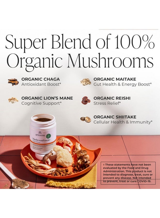 Arbonne Mushroom Powder Daily Defense - Daily Mushroom Supplement Powder Superblend That Supports Immune and Cognitive Health, 100% Organic Mushrooms, 2.1 oz - Image 2
