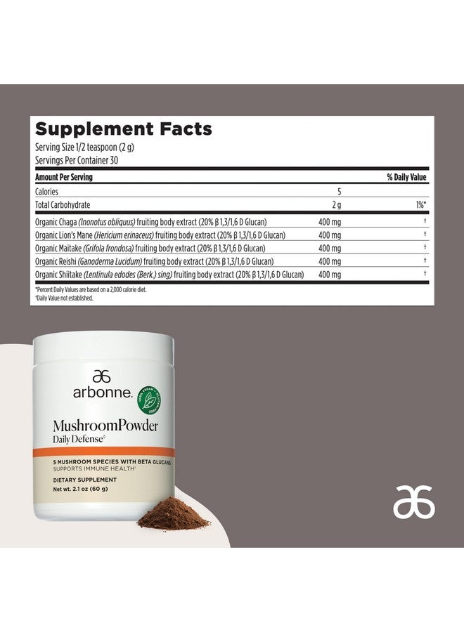 Arbonne Mushroom Powder Daily Defense - Daily Mushroom Supplement Powder Superblend That Supports Immune and Cognitive Health, 100% Organic Mushrooms, 2.1 oz - Image 4