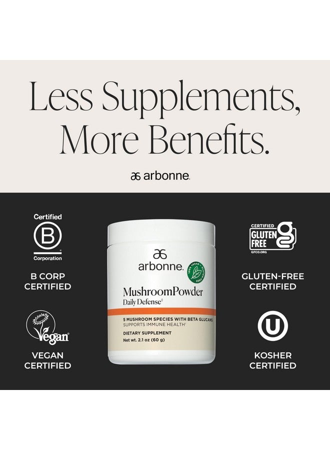 Arbonne Mushroom Powder Daily Defense - Daily Mushroom Supplement Powder Superblend That Supports Immune and Cognitive Health, 100% Organic Mushrooms, 2.1 oz - Image 5