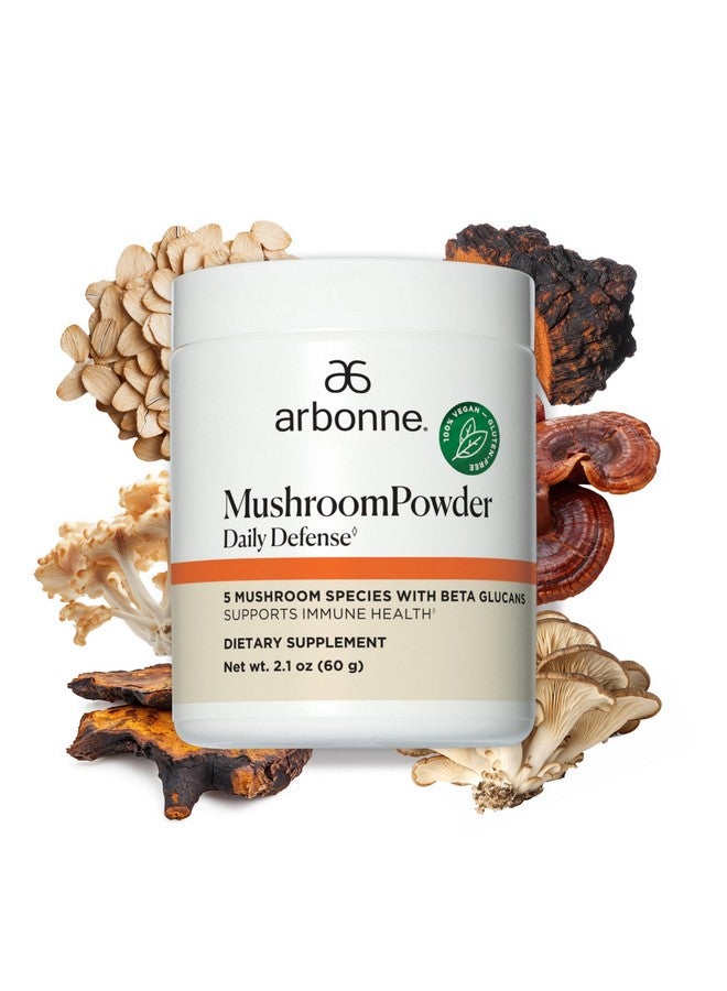 Arbonne Mushroom Powder Daily Defense - Daily Mushroom Supplement Powder Superblend That Supports Immune and Cognitive Health, 100% Organic Mushrooms, 2.1 oz - Image 1