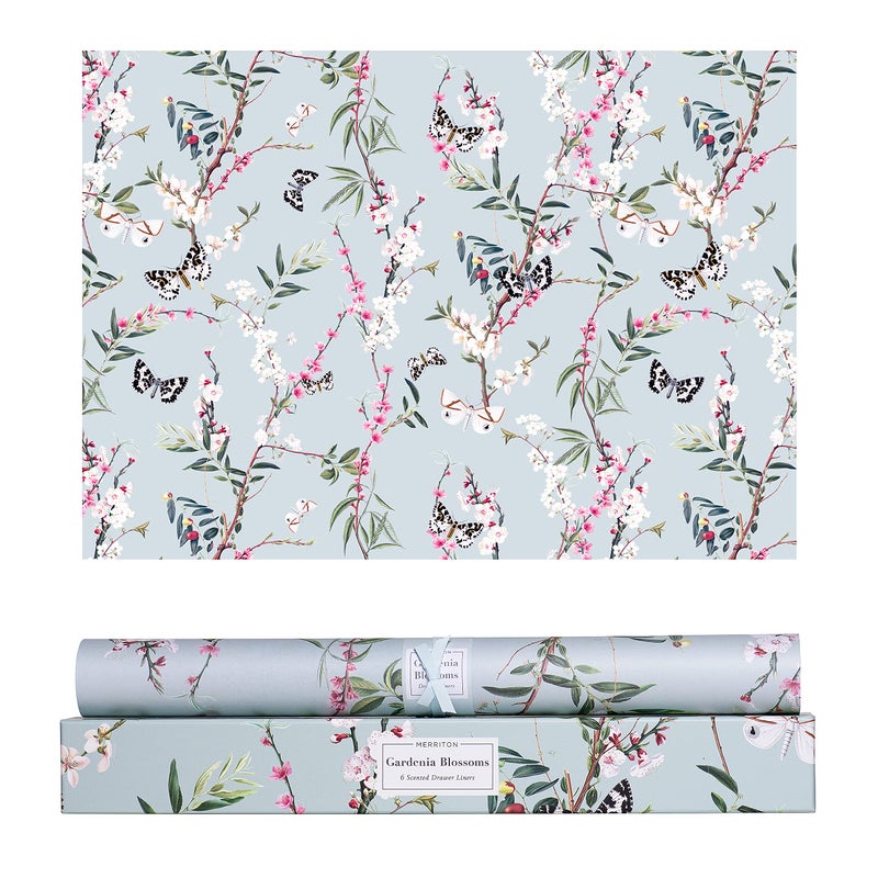 MERRITON Merriton Scented Drawer Liners for Dresser Fragrant Paper Liner for Drawers Cabinet Shelf Linen Closet and Kitchen Scent Liners Non Adhesive Gardenia Blossoms 