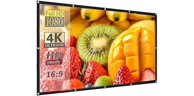 SAVSOL 2023 Upgraded Projector Screen, Eyelet Screen (8 ft. (W) x 6 ft. (H) - 120" Inch) Diagonal Anti-Crease Projection Screen for Home Theater 4:03 Aspect Ratio - Image 5