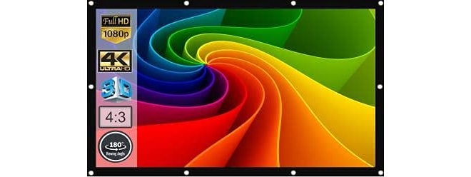 SAVSOL 2023 Upgraded Projector Screen, Eyelet Screen (8 ft. (W) x 6 ft. (H) - 120" Inch) Diagonal Anti-Crease Projection Screen for Home Theater 4:03 Aspect Ratio - Image 1