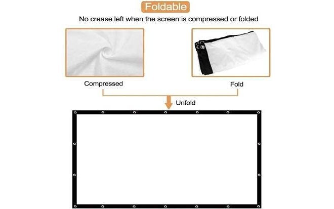 SAVSOL 2023 Upgraded Projector Screen, Eyelet Screen (8 ft. (W) x 6 ft. (H) - 120" Inch) Diagonal Anti-Crease Projection Screen for Home Theater 4:03 Aspect Ratio - Image 2