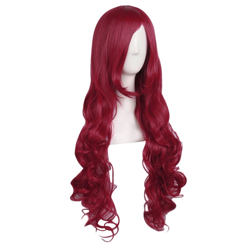 MapofBeauty MapofBeauty 32" 80cm Long Hair Spiral Curly Cosplay Costume Wig (Dark Red)  - Image 2