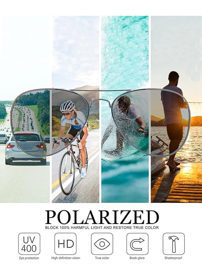 Chixing Sunglasses for Men Women Aviator Polarized Metal Mirror UV 400 Lens Protection - Image 4