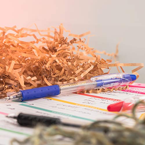 Pentel أقلام حبر جاف قابلة للسحب من بنتل® R.S.V.P.® RT، نقطة متوسطة، 1.0 مم، 61% معاد تدويره، أسطوانة زرقاء شفافة، حبر أزرق، عبوة من 12 قلم - Image 2