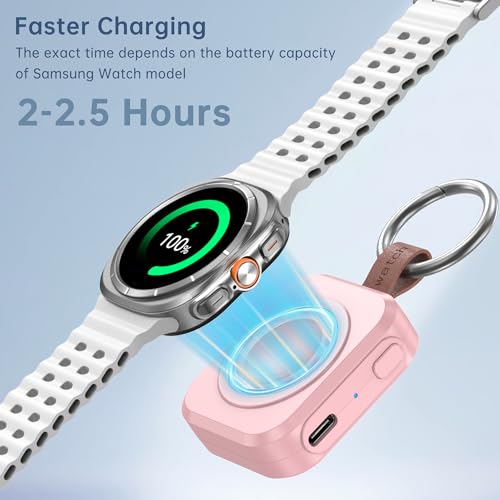 ACEQINGSE for Samsung Galaxy Watch Charger,1200mAh Portable Charger for Samsung Galaxy Watch 8/8 Classic/7/Ultra/6/6 Classic/5/5 Pro/4/3,Active 2/1 (Pink) - Image 4