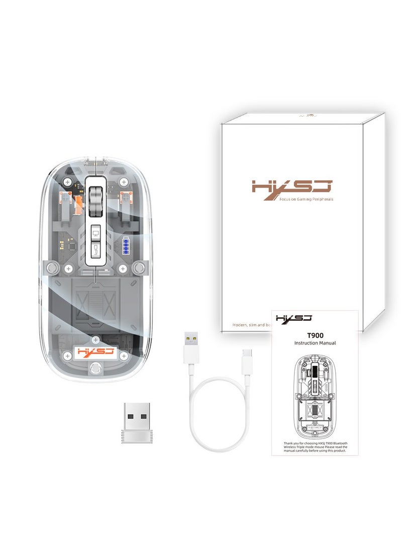 HXSJ Three-mode transparent wireless mouse 2.4G/Bluetooth 5.1 silent magnetic rechargeable wireless mouse with battery display  - Image 1