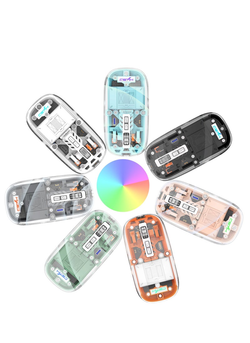 HXSJ Three-mode transparent wireless mouse 2.4G/Bluetooth 5.1 silent magnetic rechargeable wireless mouse with battery display  - Image 3