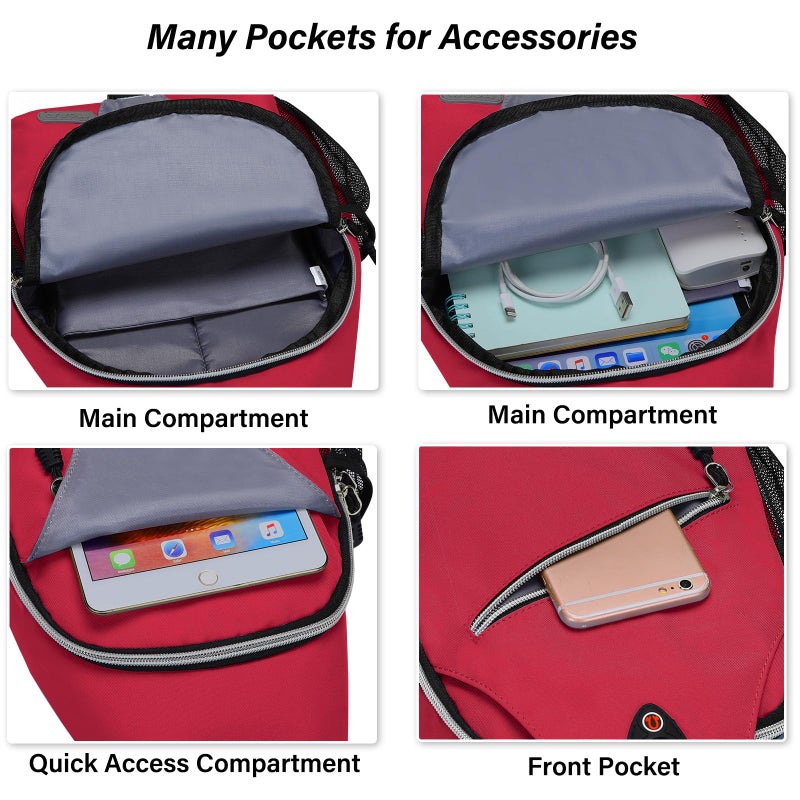 MOSISO Sling Backpack, Multipurpose Crossbody Shoulder Bag Travel Hiking Daypack, Red, Medium - Image 2