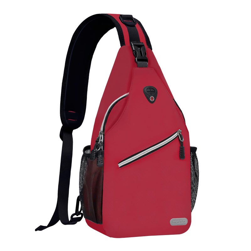 MOSISO Sling Backpack, Multipurpose Crossbody Shoulder Bag Travel Hiking Daypack, Red, Medium - Image 1