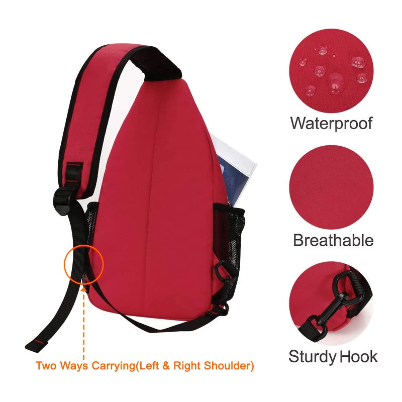 MOSISO Sling Backpack, Multipurpose Crossbody Shoulder Bag Travel Hiking Daypack, Red, Medium - Image 3