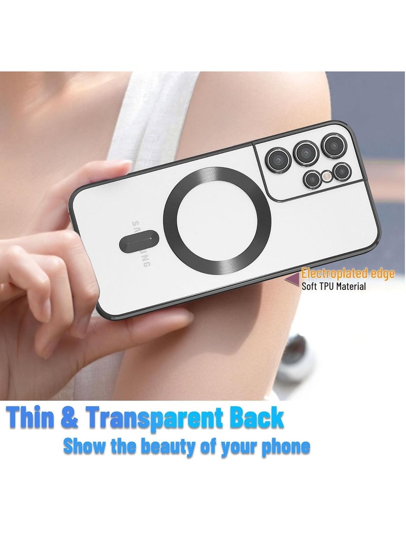 MIGOFAST Samsung Galaxy S21 Ultra Mag-safe Case Support Wireless Charging Galaxy S21 Ultra Magnetic Cover Soft TPU Shockproof Camera Lens Protective Case Black - Image 3