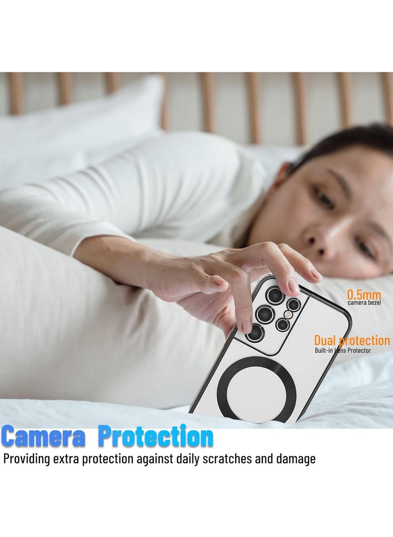 MIGOFAST Samsung Galaxy S21 Ultra Mag-safe Case Support Wireless Charging Galaxy S21 Ultra Magnetic Cover Soft TPU Shockproof Camera Lens Protective Case Black - Image 4