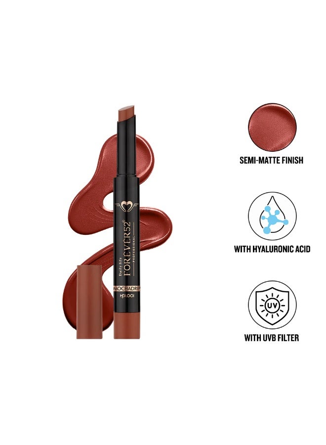 Daily Life Forever52 Hydra Lipstick, Semi-Matte Finish| Enriched with Hyaluronic Acid, Vitamin E & UVB Filter| 97% Lip Darkness Reduction | Vegan & Cruelty Free (MOCHADRIP-01, 2g) - Image 3