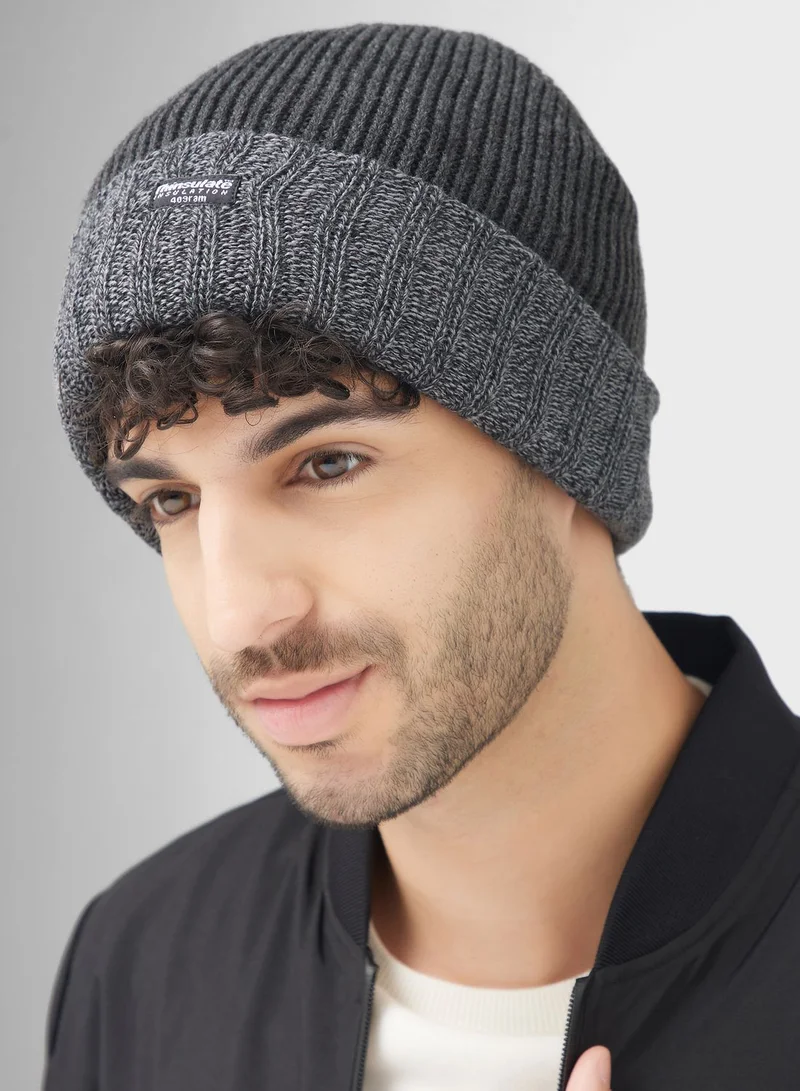 Robert Wood Turn Up Ribbed Thinsulate Lined Winter Beanie