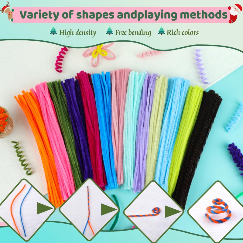 Iuuidu 200PCS Pipe Cleaners, Green Pipe Cleaners Chenille Stem, Fuzzy Sticks Pipe Cleaners Craft Supplies for DIY Arts Crafts Project - Image 4