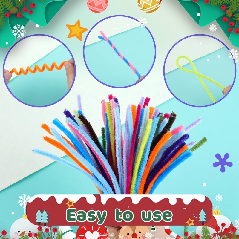 Iuuidu 200PCS Pipe Cleaners, Green Pipe Cleaners Chenille Stem, Fuzzy Sticks Pipe Cleaners Craft Supplies for DIY Arts Crafts Project - Image 3