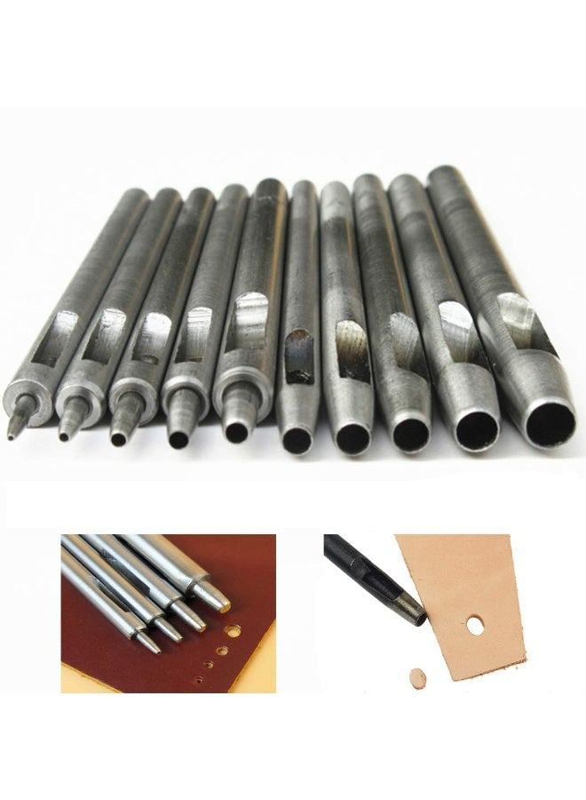 YankMooM Steel Leather Punch Tool Kit, 10 Sizes (0.5-5.0mm) for Belt, Wallet, Bag, Crafting | Heavy-Duty Hole Puncher Set with Case, Professional Leatherworking Tools for DIY & Repair  - Image 1