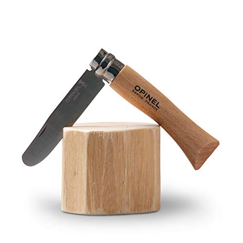 Opinel My First Opinel No.7, Stainless Steel Children’s Folding Knife with Safety Rounded Tip, Virobloc Locking Collar, Made in France (Apple Green) - Image 4