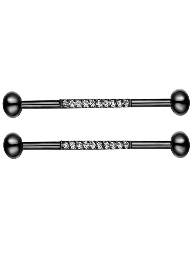 Hopply 14G Industrial Barbell Earring for Men & Women,Surgical Stainless Steel Piercing Helix-Conch Cartilage Earrings with CZ Body Piercing Jewelry 38mm 1 1/2 inch (Black) - Image 1