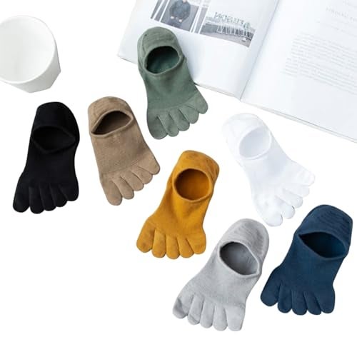Freshfoot 5 Finger Socks For Men With 100% Combed Organic Cotton Socks For All Season Wear Breathable, Odour Free & Anti-Bacterial, Stylish Low Cut, With Ultimate Comfort (8 Colors), Assorted - Image 1