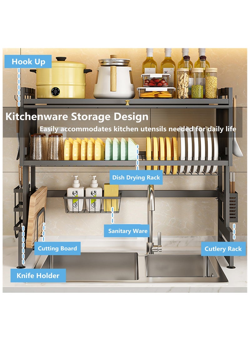 Dish Drying Rack,Dish Rack,Cutlery rack above sink, with knife holder and cutting board holder,for Kitchen and restaurant