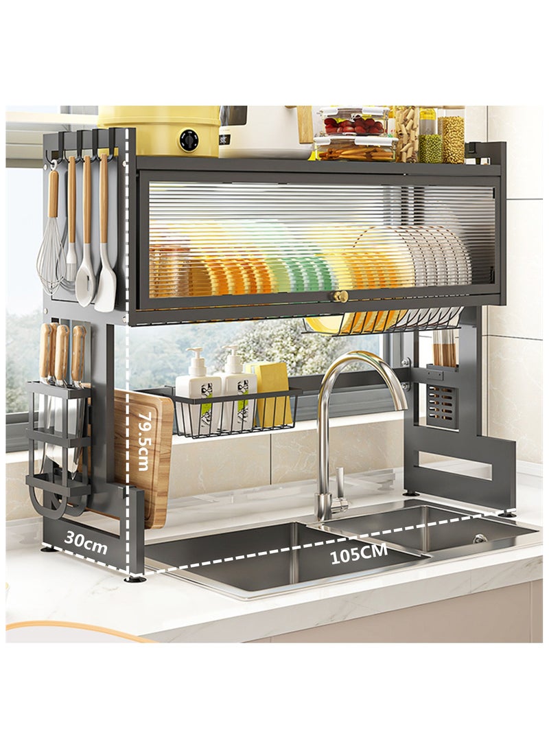Dish Drying Rack,Dish Rack,Cutlery rack above sink, with knife holder and cutting board holder,for Kitchen and restaurant
