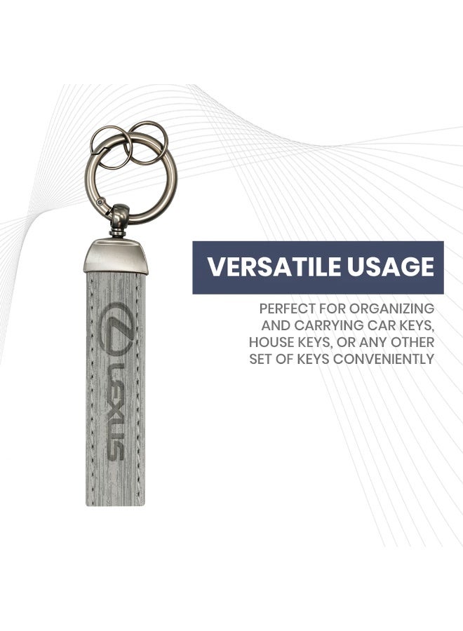 ليكساس سلسلة مفاتيح لكزس من الجلد وألياف الكربون - حامل مفاتيح سيارة فاخر يدور 360 درجة، مشبك معدني متين، حزام جلدي ناعم، مضاد للتآكل، ملحقات سيارات خفيفة الوزن للرجال والنساء، هدية مثالية ومنظم مفاتيح - Image 5