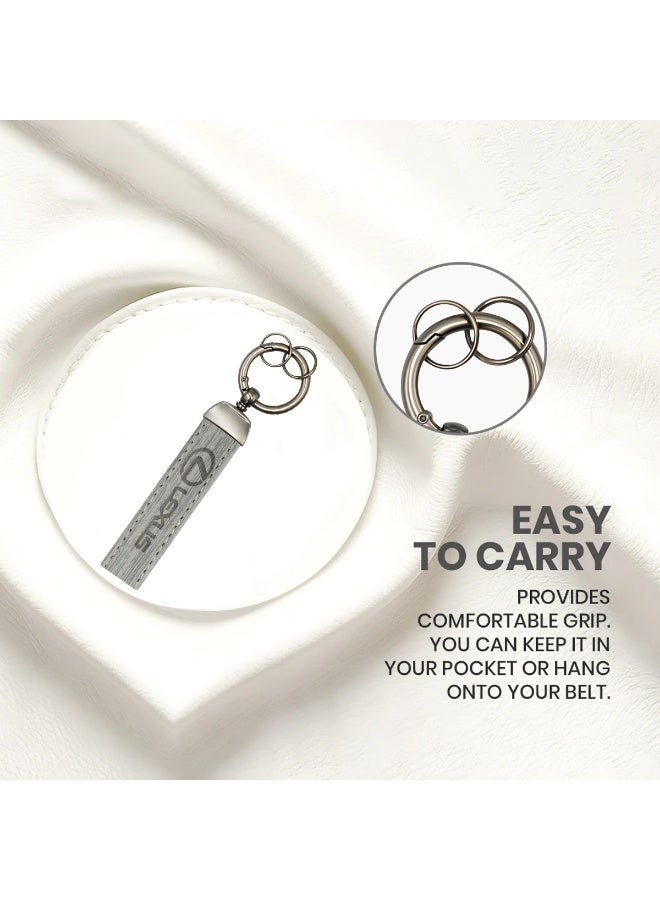 ليكساس سلسلة مفاتيح لكزس من الجلد وألياف الكربون - حامل مفاتيح سيارة فاخر يدور 360 درجة، مشبك معدني متين، حزام جلدي ناعم، مضاد للتآكل، ملحقات سيارات خفيفة الوزن للرجال والنساء، هدية مثالية ومنظم مفاتيح - Image 2