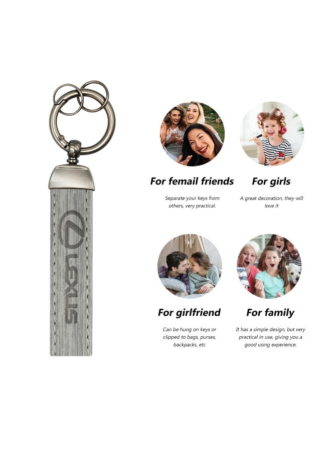 ليكساس سلسلة مفاتيح لكزس من الجلد وألياف الكربون - حامل مفاتيح سيارة فاخر يدور 360 درجة، مشبك معدني متين، حزام جلدي ناعم، مضاد للتآكل، ملحقات سيارات خفيفة الوزن للرجال والنساء، هدية مثالية ومنظم مفاتيح - Image 3