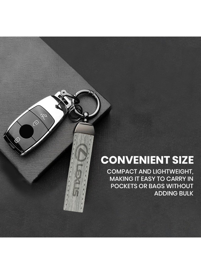 ليكساس سلسلة مفاتيح لكزس من الجلد وألياف الكربون - حامل مفاتيح سيارة فاخر يدور 360 درجة، مشبك معدني متين، حزام جلدي ناعم، مضاد للتآكل، ملحقات سيارات خفيفة الوزن للرجال والنساء، هدية مثالية ومنظم مفاتيح - Image 4