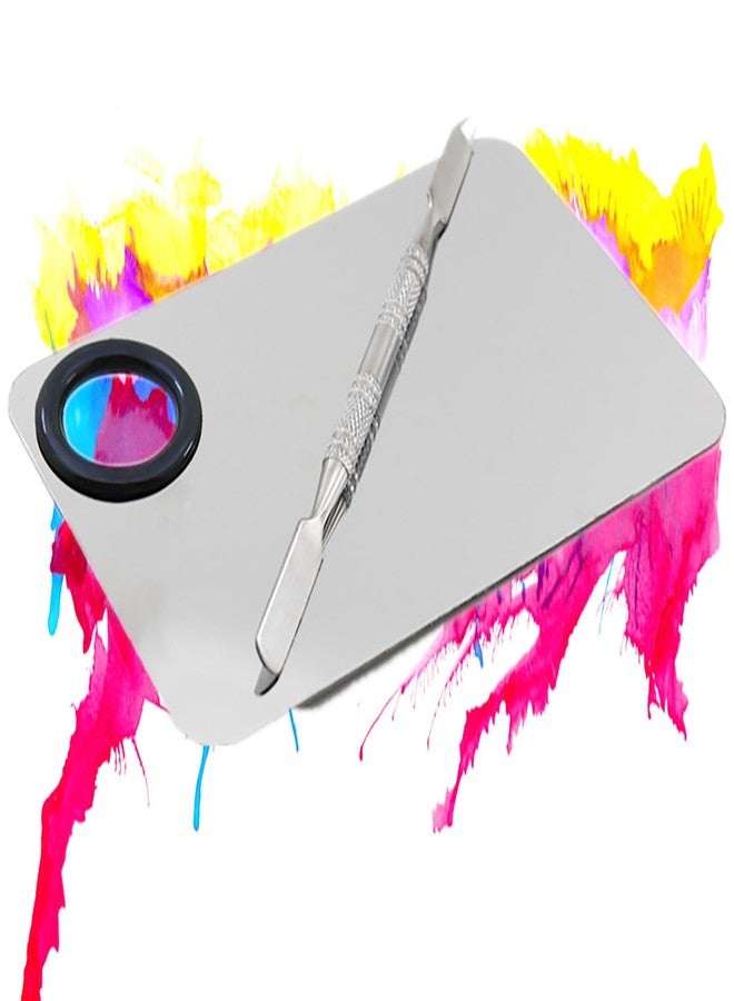 Makeup Mixing Palette, Stainless Steel Makeup Palette, Professional Cosmetic Mixing Makeup Palette Spatula Makeup Artist Tool - Image 4