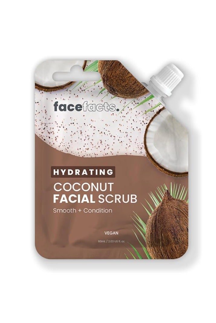facefacts Face Facts Soothing Coconut Facial Scrub 60ml with Walnut Shell Powder Reusable/Resealable Pouch - Image 1