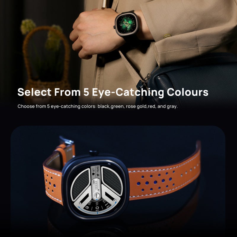 Health Monitor Smart Watch: Green Round Dial Square Frame - 24-Hour Real-Time Heart Rate Monitor 3ATM Water Resistance 15 Days Standby Capability for Daily Life Fitness Enthusiasts - Image 5