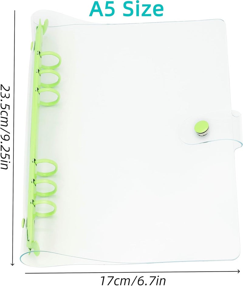 SICCOMA A5 6-Ring Binder Cover PVC Clear A5 Planner Cover Notebook Binder Refillable Notebook Shell (6.7”x9.2”) for Round-Ring Planner Pages (Inner Paper Not Included) - Image 3