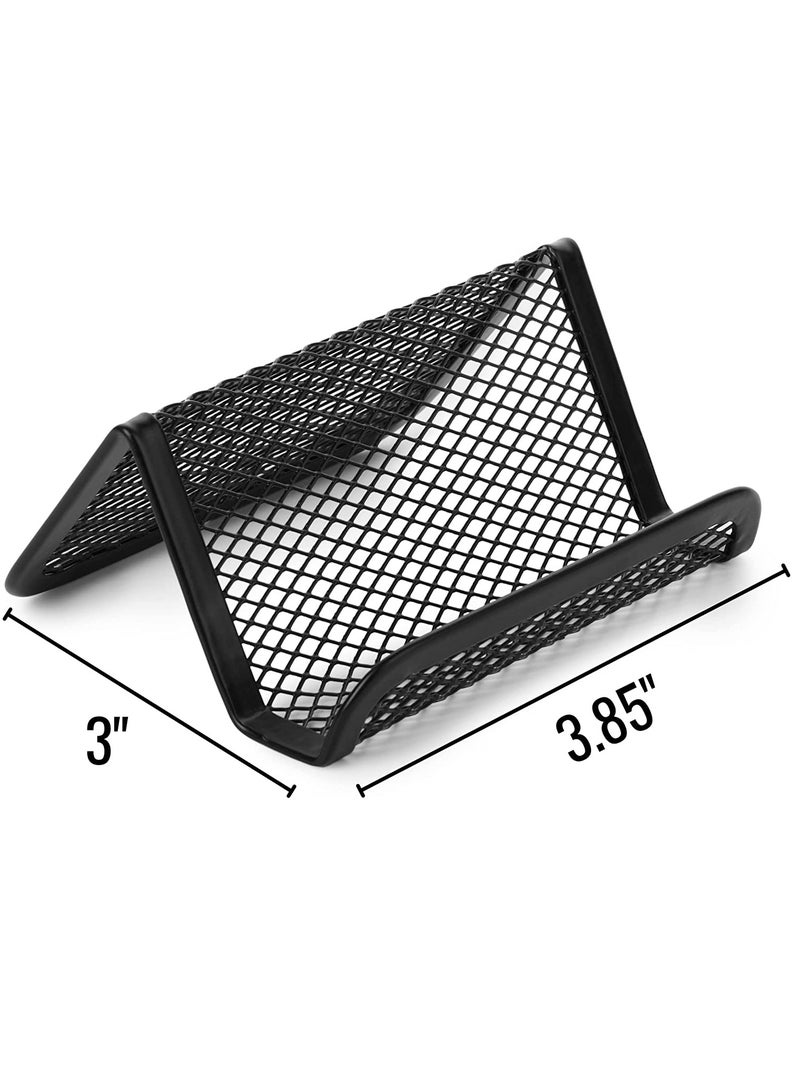 SYOSI Card Holders, Metal Mesh Business Card Holder, Card Holder for Desk, Card Holder for Business Cards, Desk Card Holder, Business Card Stand, Business Card Display, for Office, 3 Pack, (Black) - Image 3