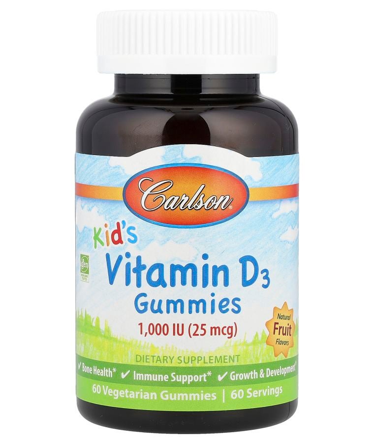 Kid's Vitamin D3 Gummies Natural Fruit 25 mcg (1000 IU) 60 Vegetarian Gummies