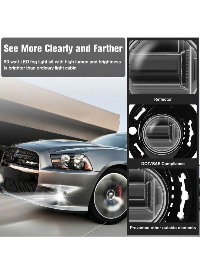 LitMiRaCle Fog Light Set for Dodge Charger and Chrysler 300 2015-2019 / Jeep Grand Cherokee 2014-2016 / Chrysler Pacifica 2017-2020,DRL LED Fog Light Clear Lens - Image 2