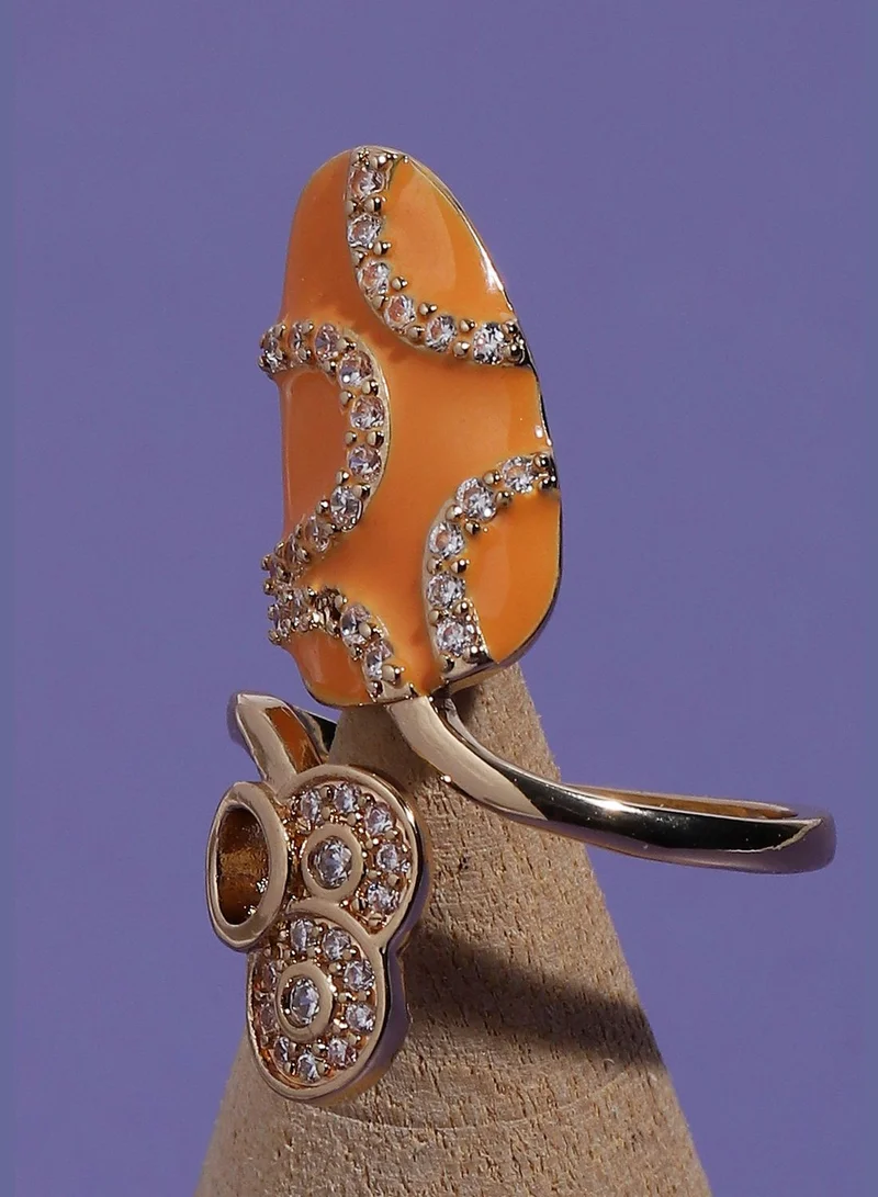 SOHI Gold Plated Designer Stone Western Wear Nail Ring For Women