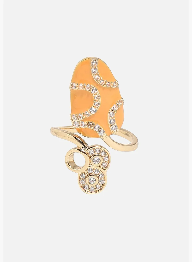SOHI Gold Plated Designer Stone Western Wear Nail Ring For Women