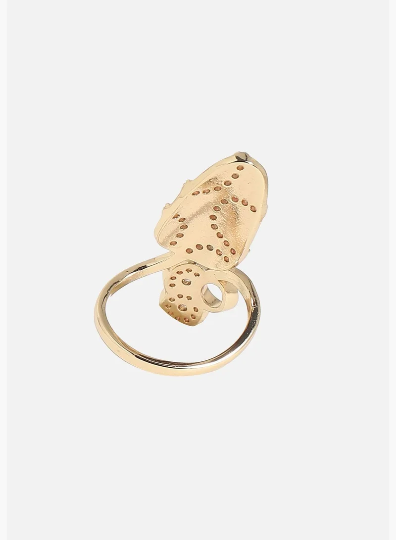 SOHI Gold Plated Designer Stone Western Wear Nail Ring For Women