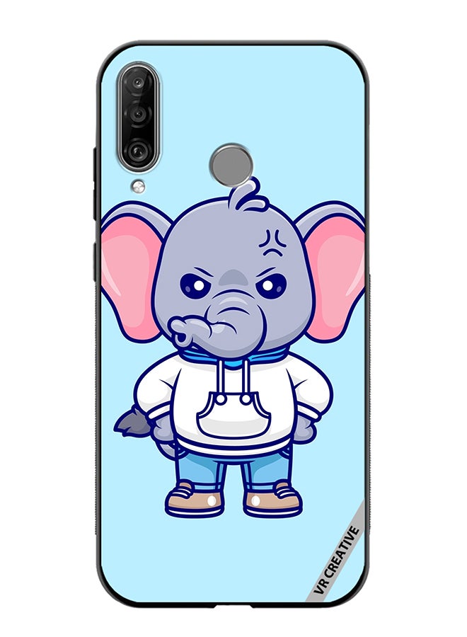 VR CREATIVE Protective Case Cover For Huawei P30 Lite Cute Angry Elephant Wearing Hoodie Design Multicolour - Image 1