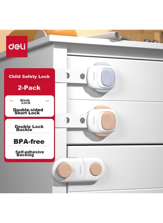 Deli Children's Safety Padlock, Double Locking, Drawer And Refrigerator Lock, Cabinet Multi-functional Lock, 2-pack, Jf126, Warehouse Gray - Image 1