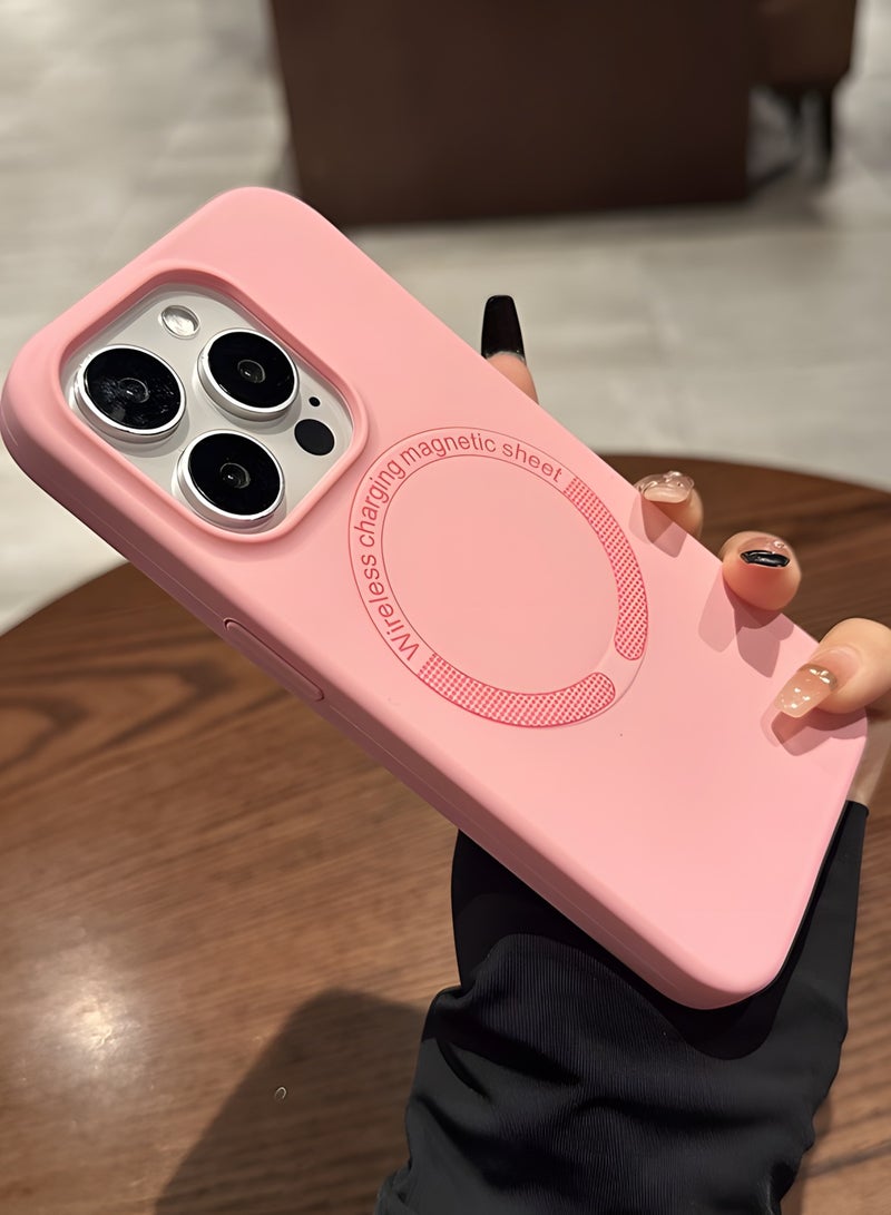 AL RAID iPhone 14 Pro MagSafe Silicone Case – Soft Pink Magnetic Wireless Charging Protective Cover