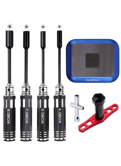 Hobbypark Hobbypark Hex Nut Driver Set Hexagonal Head Nut Drivers 4.0 5.5 7.0 8.0mm Hex Wrench, 17mm Wheel Wrench, RC Screw Tray RC Tools Kit for RC Car Traxxas Arrma Axial SCX10 Redcat Racing  - Image 1